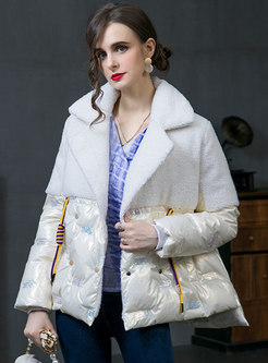 Embroidered Sequin Patchwork Fleece Down Jacket