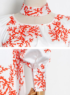 Retro Lantern Sleeve Floral Belted Maxi Dress