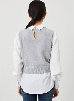 Long Sleeve Pullover Patchwork Sweater