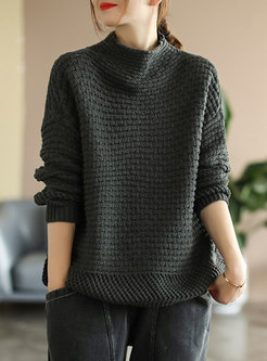 Half Turtleneck Long Sleeve Pullover Sweater