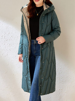 Hooded Straight Long Quilted Coat