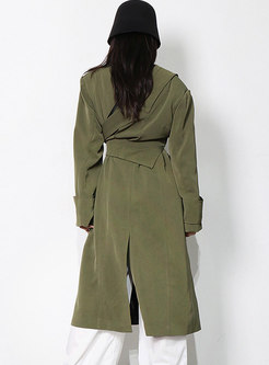 Casual Long Sleeve A Line Long Trench Coat