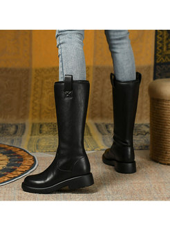Rounded Toe Fleece Lined Mid-calf Winter Boots