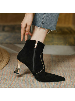 Pointed Toe High Heel Ankle Boots