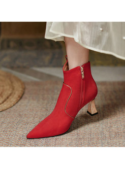 Pointed Toe High Heel Ankle Boots