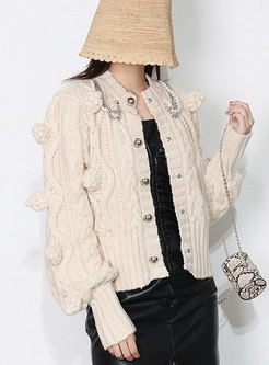 Single Breasted Casual Cable Knit Cardigan
