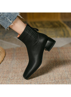 Square Toe Block Heel Winter Ankle Boots