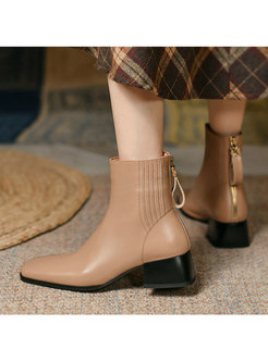 Square Toe Block Heel Winter Ankle Boots