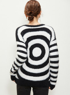 Crew Neck Pullover Imitation Mink Velvet Sweater