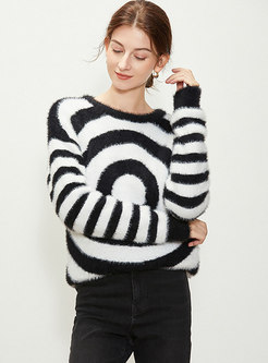 Crew Neck Pullover Imitation Mink Velvet Sweater