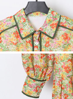 Boho Lantern Sleeve Floral Maxi Dress