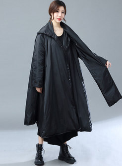 Scarf Collar Plus Size Long Straight Down Coat