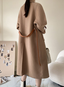 Brief Straight Long Wool Coat With Belt