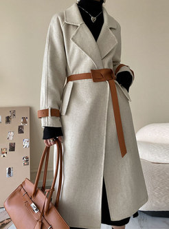 Brief Straight Long Wool Coat With Belt