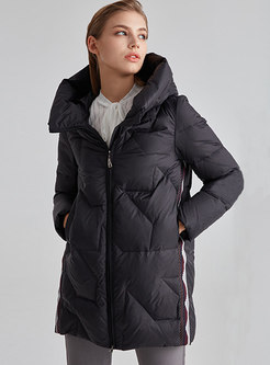 Hooded Straight Patchwork Down Coat