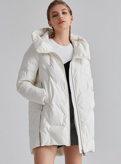 Hooded Straight Patchwork Down Coat