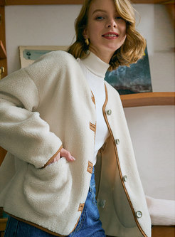 Color-blocked Single-breasted Straight Coat