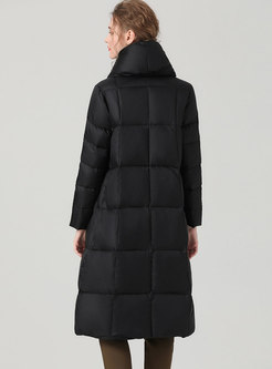 Brief Hooded Knee-length A Line Puffer Coat