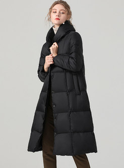 Brief Hooded Knee-length A Line Puffer Coat
