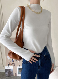 Long Sleeve Pullover Slim Knit Top