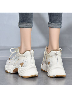 Casual Rounded Toe Fleece Lined Winter Sneakers