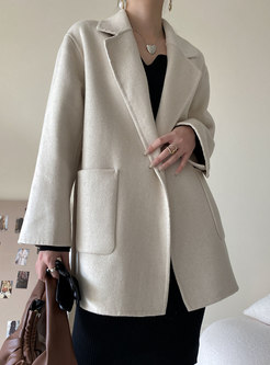 Solid Straight Wool Blend Coat