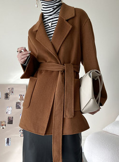 Solid Straight Wool Blend Coat