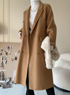 Double-breasted Long Straight Wool Blend Peacoat