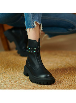 Retro Rounded Toe Winter Ankle Boots