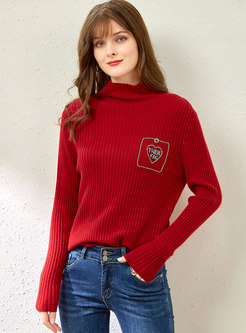 Long Sleeve Pullover Beaded Ribbed Sweater