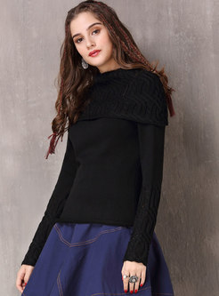 Vintage Solid Color Long Sleeve Slim Sweater