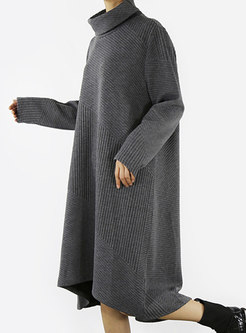 Plus Size Turtleneck Long Sleeve Shift Sweater Dress