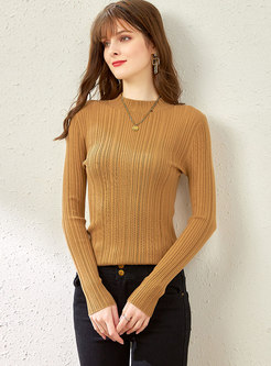 Long Sleeve Pullover Slim Wool Knit Tops