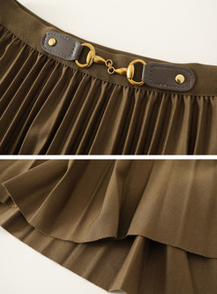 High Waisted A Line Pleated Maxi Skirt