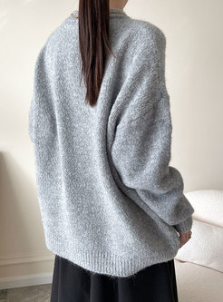 Brief Mock Neck Pullover Loose Sweater