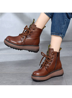 Rounded Toe Platform Winter Martin Boots