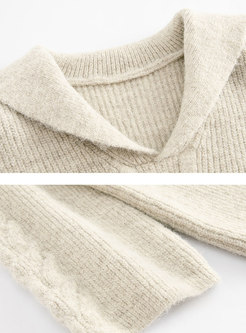 Brief Loose Pullover Cable-knit Loose Sweater