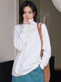 Turtleneck Long Sleeve Pullover Loose Sweater