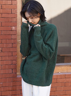 Turtleneck Long Sleeve Pullover Loose Sweater