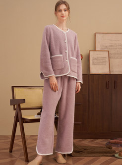 Long Sleeve Single-breasted High Waisted Loose Pajama Set