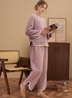 Long Sleeve Single-breasted High Waisted Loose Pajama Set