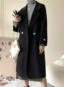 Long Sleeve Double-breasted Straight Wool Peacoat
