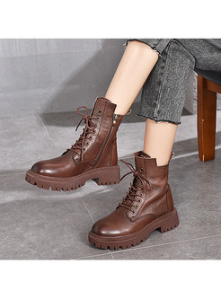 Lace-up Block Heel Winter Ankle Boots