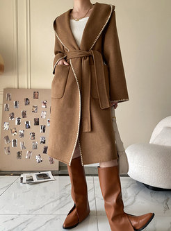 Hooded Straight Long Wool Blend Coat