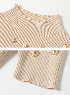 Beaded Knit Top & A Line Mesh Maxi Skirt