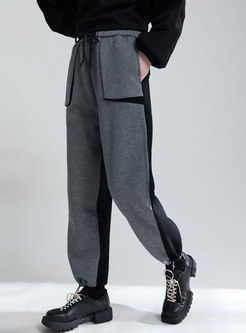 High Waisted Color-blocked Straight Harem Pants