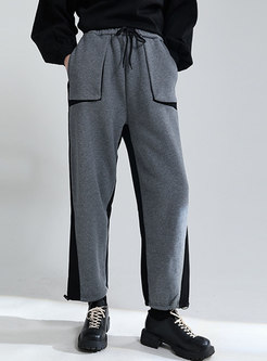High Waisted Color-blocked Straight Harem Pants