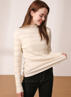 Mock Neck Brief Pullover Knit Sweater