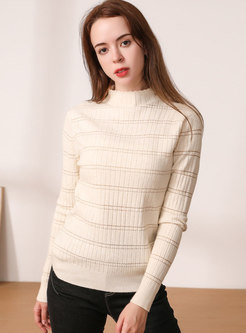 Mock Neck Brief Pullover Knit Sweater