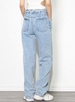 Brief High Waisted Straight Jeans